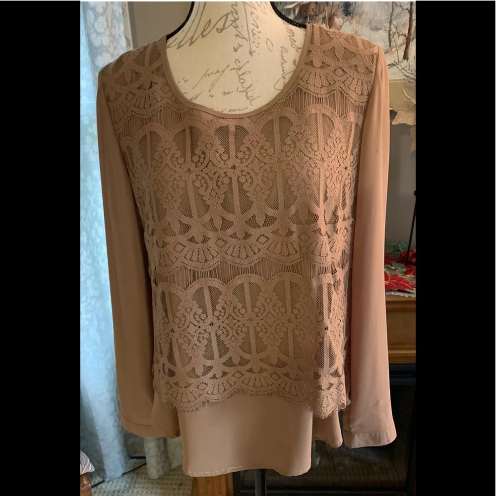 MY COLLECTION TUNIC BLOUSE SIENNA BROWN SZ M